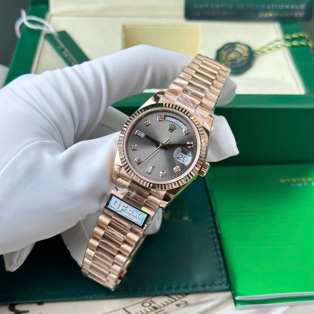 Đồng Hồ Rolex Day-Date 128235 Replica 11 mặt xám trọng lượng 158gram nhà máy QF 36mm (2)