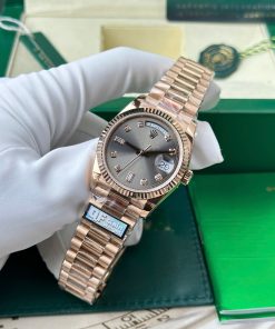 Đồng Hồ Rolex Day-Date 128235 Replica 11 mặt xám trọng lượng 158gram nhà máy QF 36mm (2)