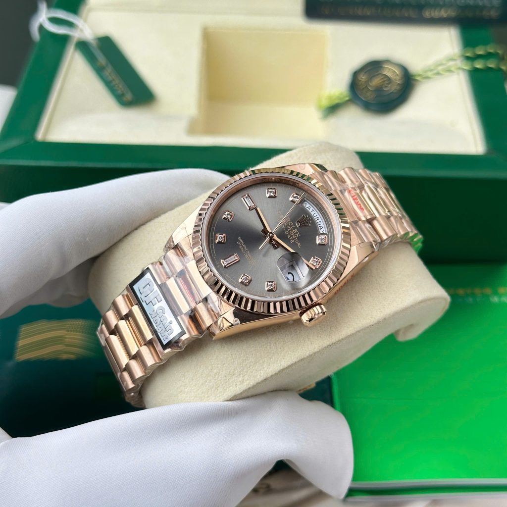Đồng Hồ Rolex Day-Date 128235 Replica 11 mặt xám trọng lượng 158gram nhà máy QF 36mm (2)