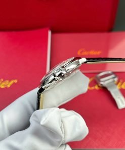 Đồng hồ Cartier Ballon Bleu Rep 11 nam mặt trắng dây da nhà máy AF 36mm (2)