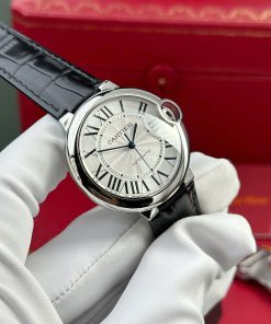 Đồng hồ Cartier Ballon Bleu Rep 11 nam mặt trắng dây da nhà máy AF 36mm (2)