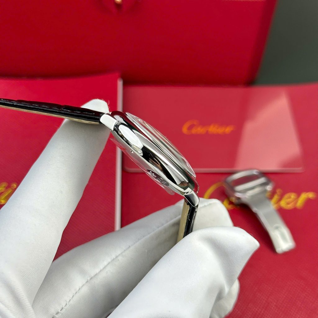 Đồng hồ Cartier Ballon Bleu Rep 11 nam mặt trắng dây da nhà máy AF 36mm (2)