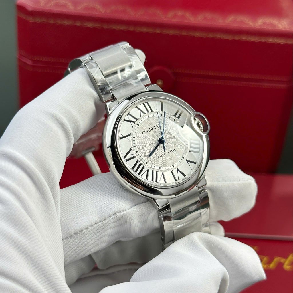 Đồng hồ Cartier Ballon Bleu Replica 1 1 nam mặt trắng dây kim loại nhà máy AF 36mm (2)