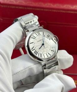 Đồng hồ Cartier Ballon Bleu Replica 1 1 nam mặt trắng dây kim loại nhà máy AF 36mm (2)