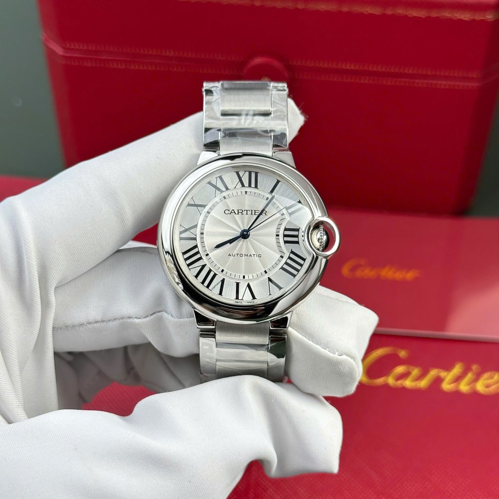 Đồng hồ Cartier Ballon Bleu Replica 1 1 nam mặt trắng dây kim loại nhà máy AF 36mm (2)