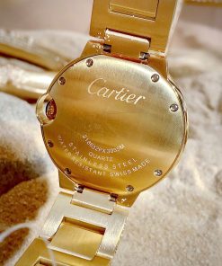 Đồng hồ Cartier Ballon Bleu nữ đính full đá dây da xanh Fake 11 36mm
