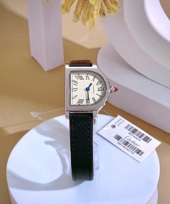Đồng hồ Cartier Cloche De Cartier Nữ Dây Da Đen Dáng Chữ D Fake 11 29mm