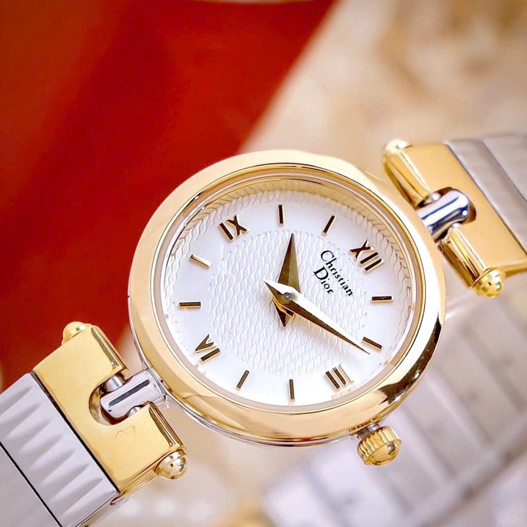 Đồng hồ Dior Nữ Máy Quarzt Nhật Cọc Số La Mã Kim Loại Demi Like Auth 22mm (1)