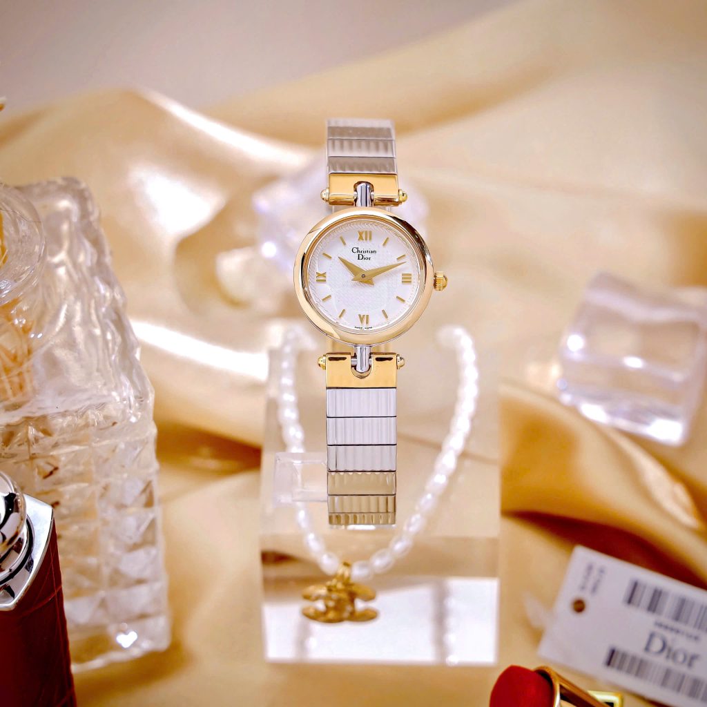 Đồng hồ Dior Nữ Máy Quarzt Nhật Cọc Số La Mã Kim Loại Demi Like Auth 22mm (1)