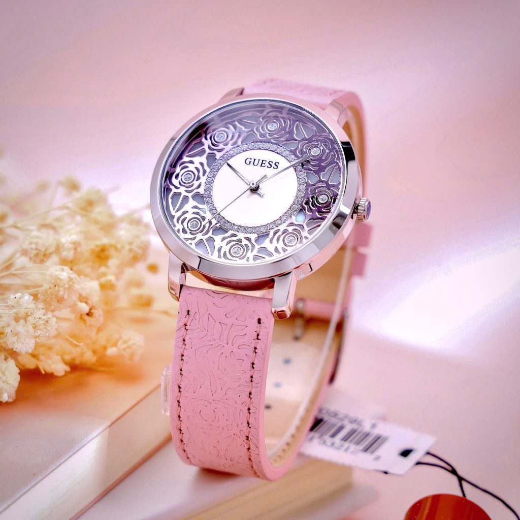 Đồng hồ Guess nữ GW0529L1 mặt số họa tiết hoa hồng Like Auth 39mm (1)