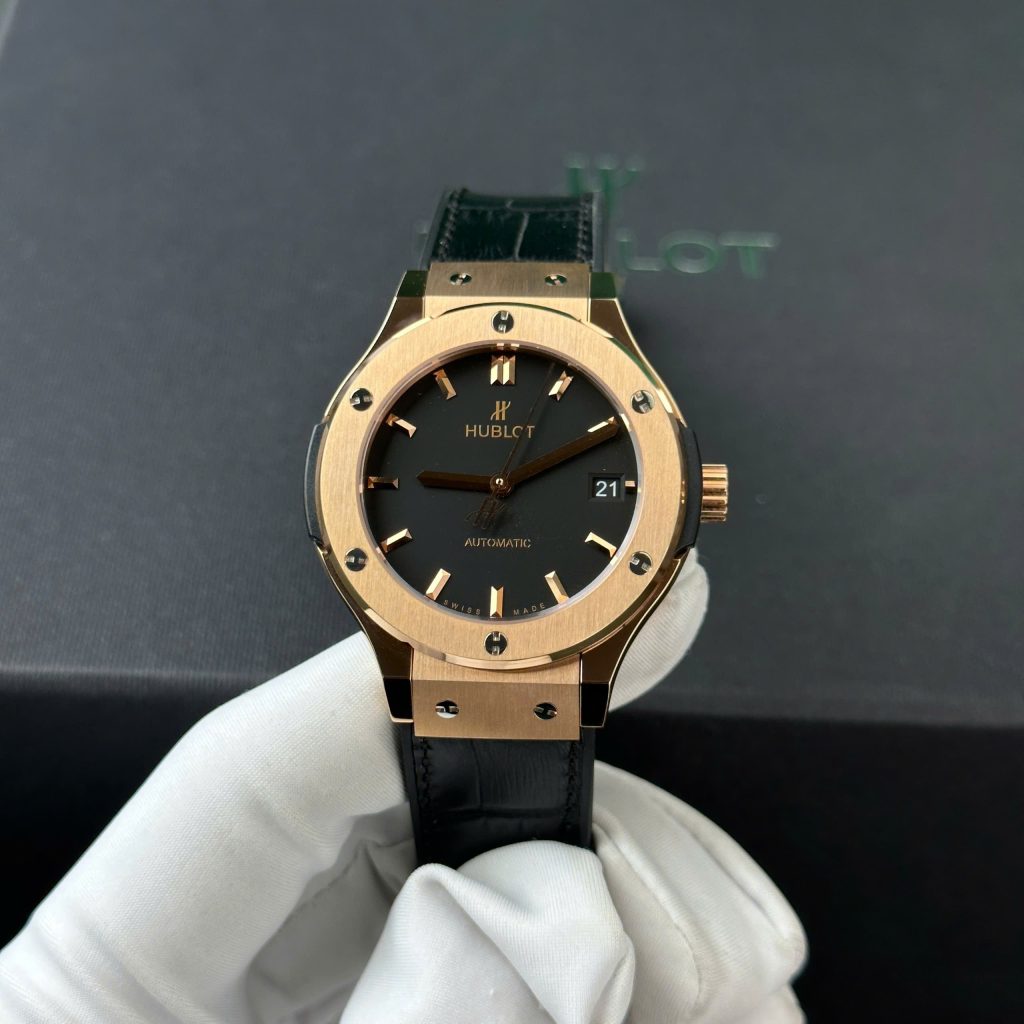 Đồng hồ Hublot Classic Fusion King Gold Replica 11 mặt đen nhà máy JJF 38mm (2)