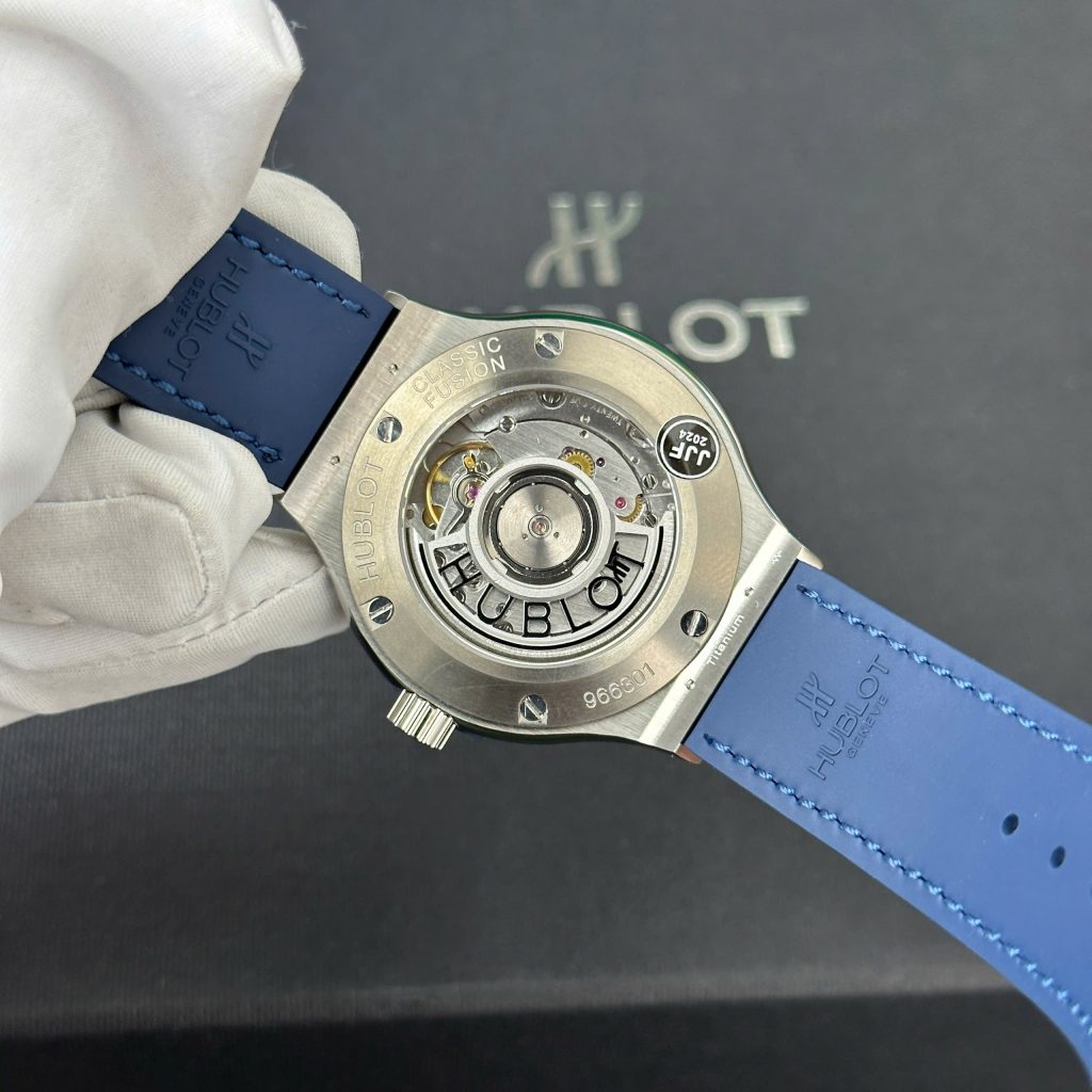 Đồng hồ Hublot Classic Fusion Titanium Rep 1 1 mặt xanh blue nhà máy JJF 38mm (2)
