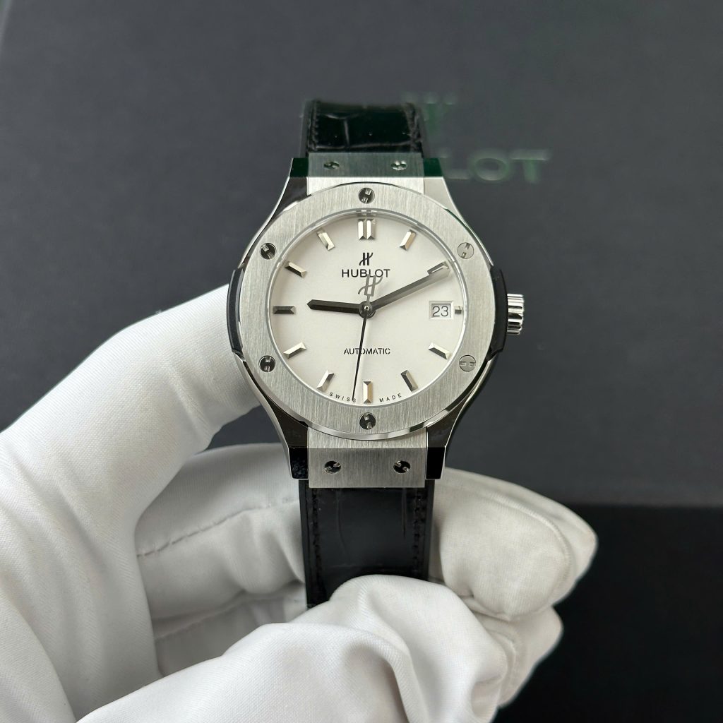 Đồng hồ Hublot Classic Fusion Titanium Rep 11 cao cấp mặt trắng nhà máy JJF 38mm (2)