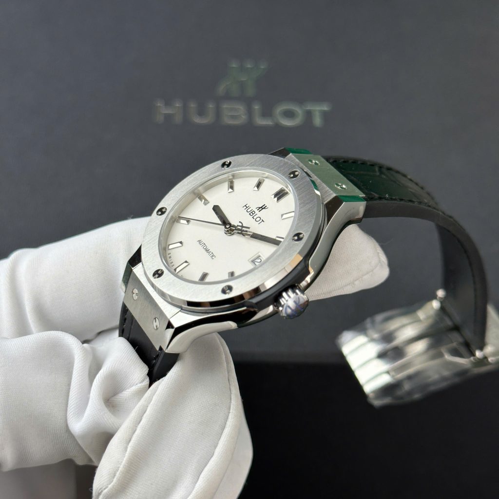 Đồng hồ Hublot Classic Fusion Titanium Rep 11 cao cấp mặt trắng nhà máy JJF 38mm (2)