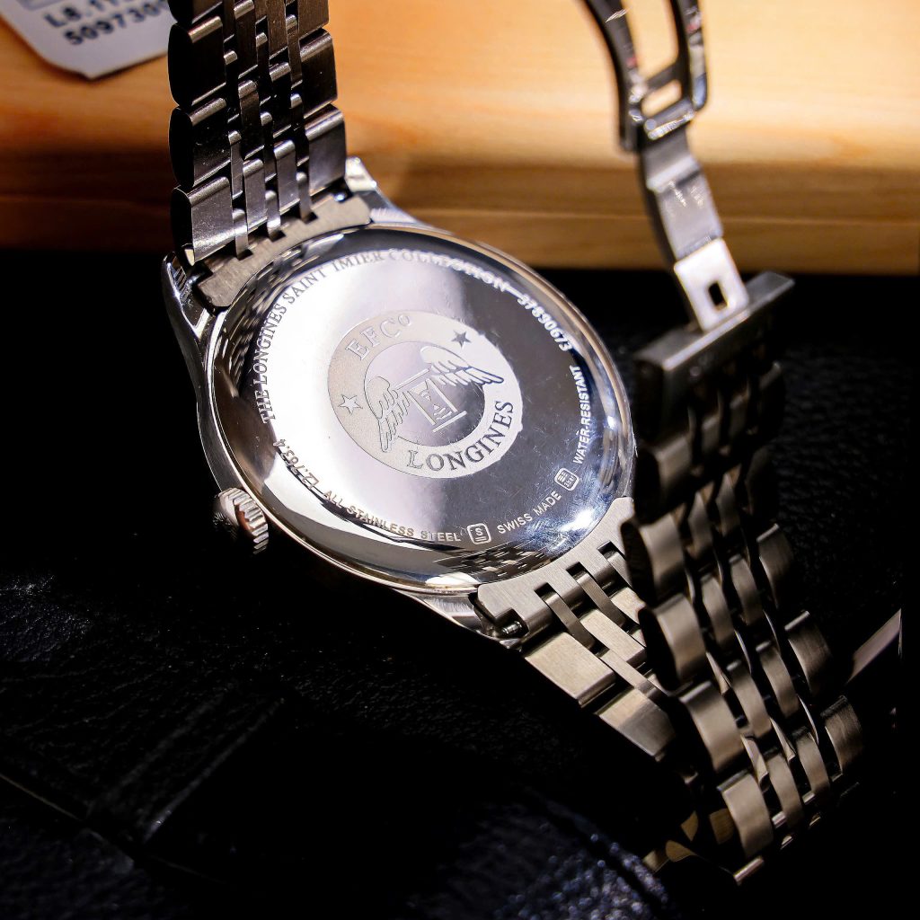 Đồng hồ Longines Record mặt trắng cọc số la mã dây kim loại Fake 11 40mm