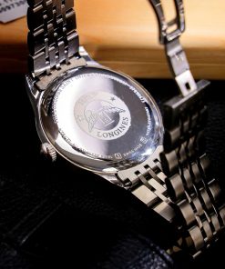 Đồng hồ Longines Record mặt trắng cọc số la mã dây kim loại Fake 11 40mm