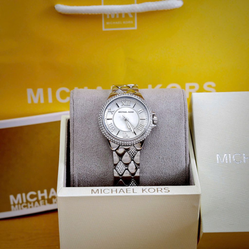 Đồng hồ Michael Kors Harlowe Pavé nữ đính đá cọc số la mã Like Auth 33mm