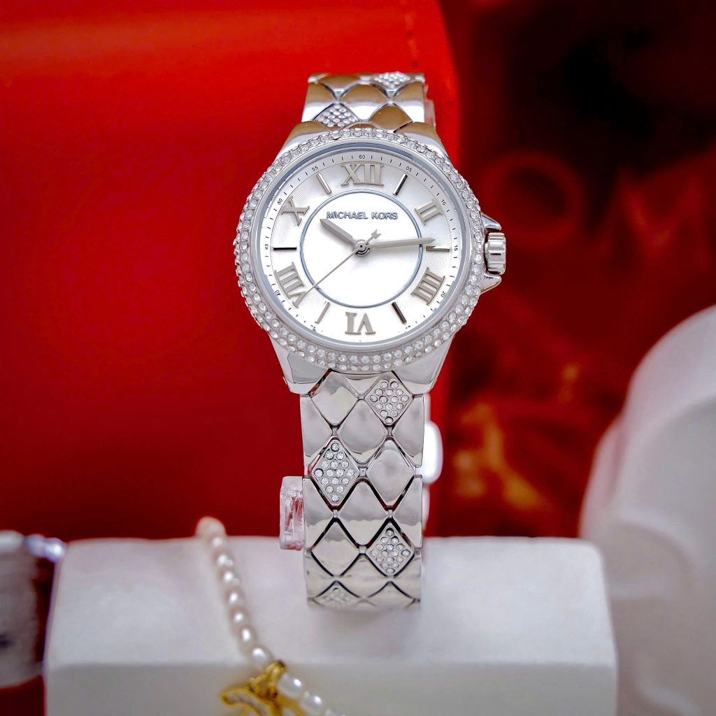 Đồng hồ Michael Kors Harlowe Pavé nữ đính đá cọc số la mã Like Auth 33mm