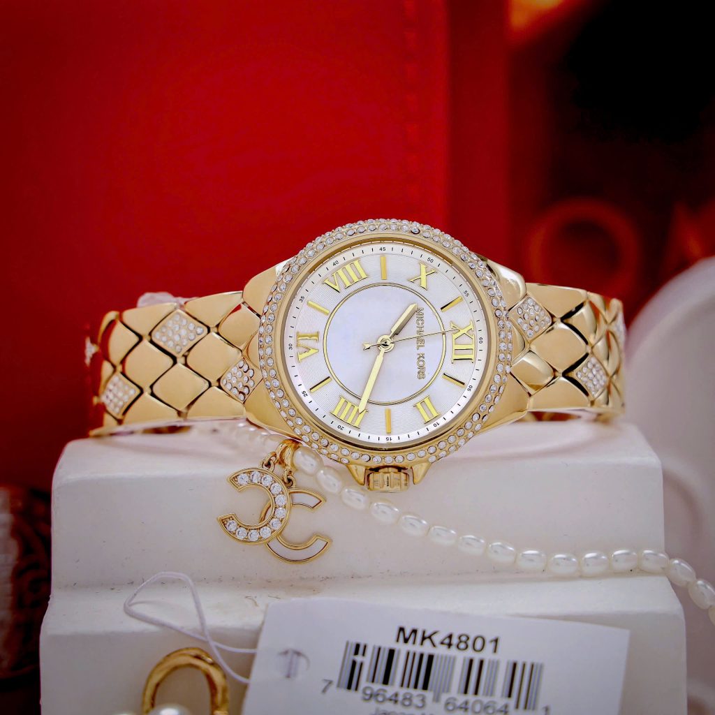 Đồng hồ Michael Kors Harlowe Pavé nữ đính đá cọc số la mã Like Auth 33mm