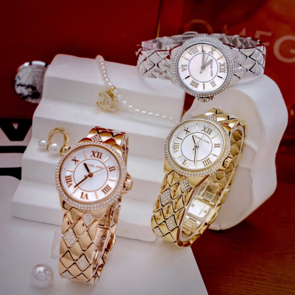 Đồng hồ Michael Kors Harlowe Pavé nữ đính đá cọc số la mã Like Auth 33mm