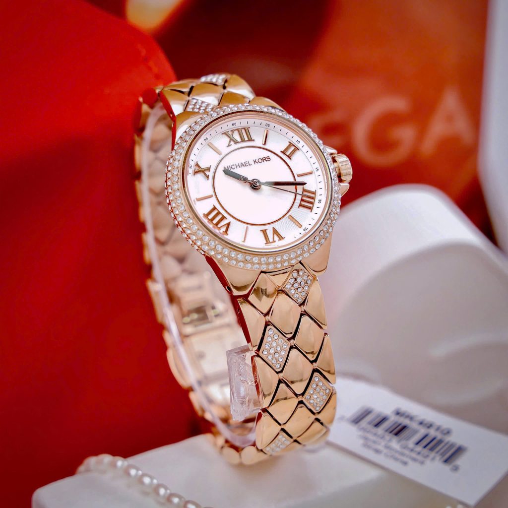 Đồng hồ Michael Kors Harlowe Pavé nữ đính đá cọc số la mã Like Auth 33mm