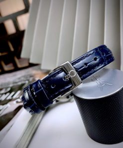 Đồng hồ Omega De Ville nữ Gray dây da xanh máy Nhật Fake cao cấp 27.5mm