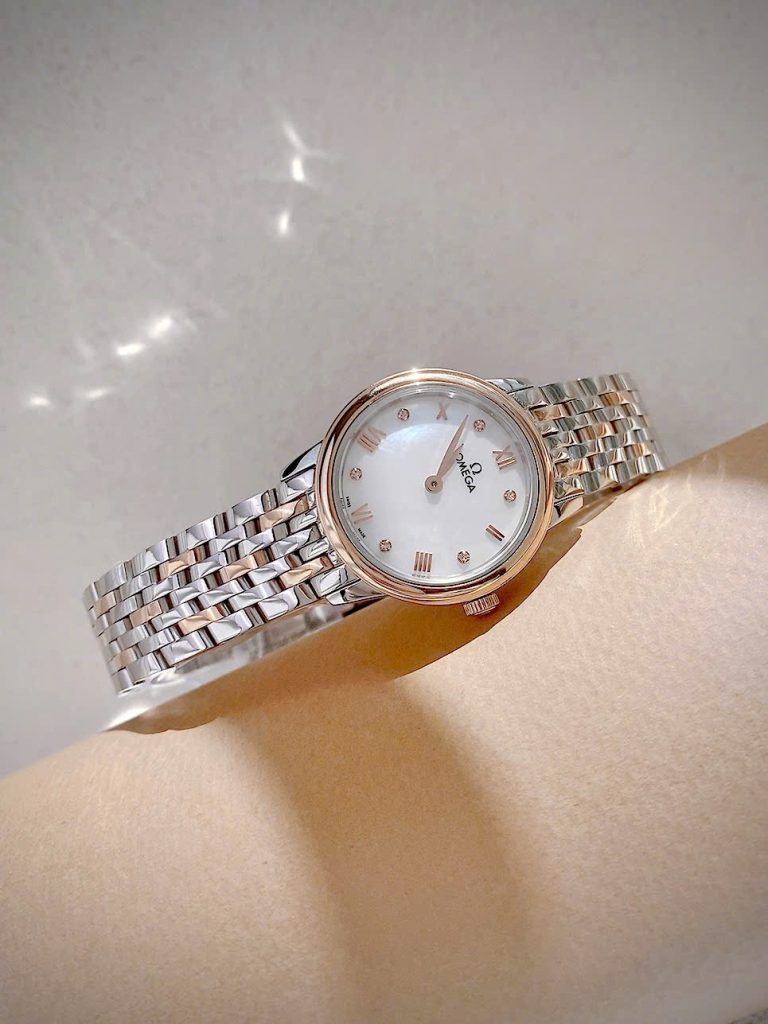 Đồng hồ Omega De Ville nữ demi dây kim loại mặt xà cừ Fake cao cấp 27 (4)