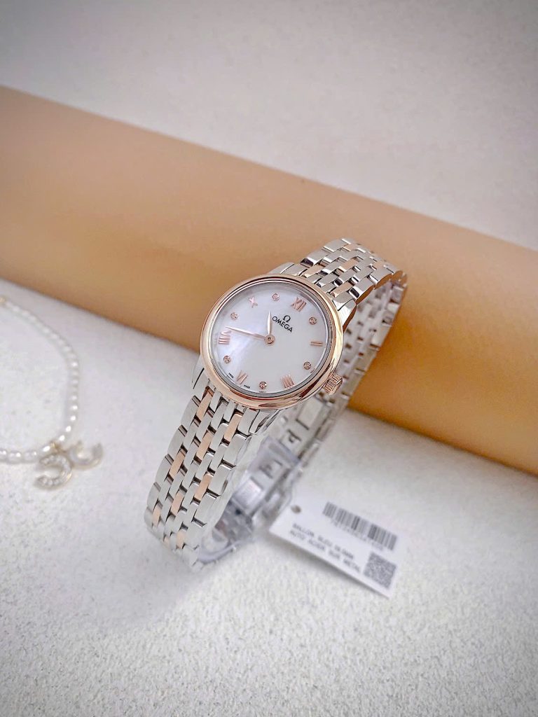 Đồng hồ Omega De Ville nữ demi dây kim loại mặt xà cừ Fake cao cấp 27 (4)