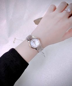 Đồng hồ Omega De Ville nữ demi dây kim loại mặt xà cừ Fake cao cấp 27 (4)