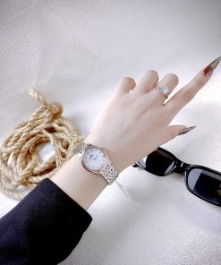 Đồng hồ Omega De Ville nữ demi dây kim loại mặt xà cừ Fake cao cấp 27 (4)