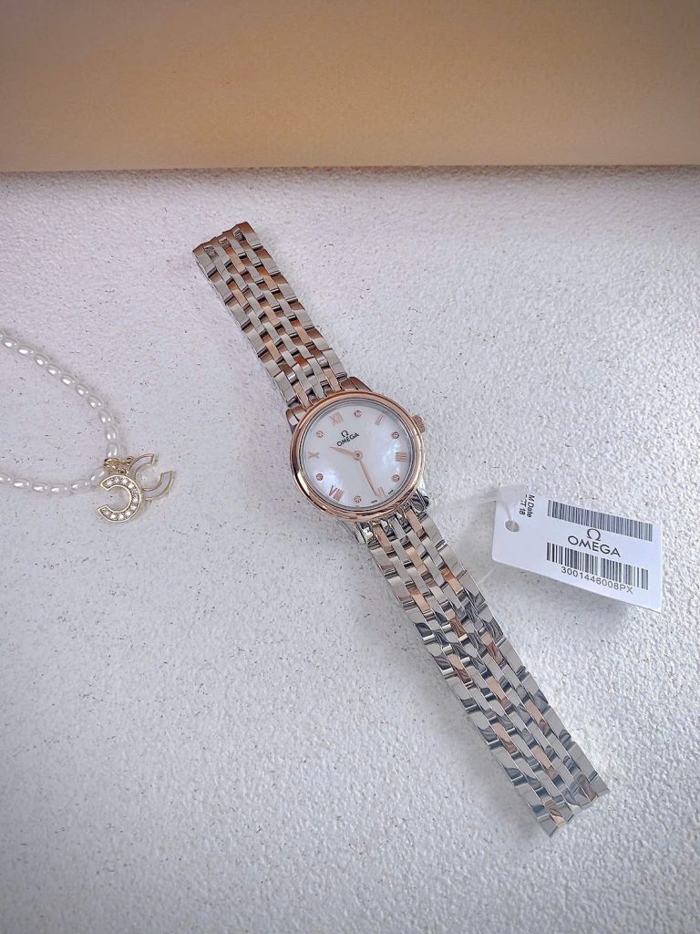 Đồng hồ Omega De Ville nữ demi dây kim loại mặt xà cừ Fake cao cấp 27 (4)