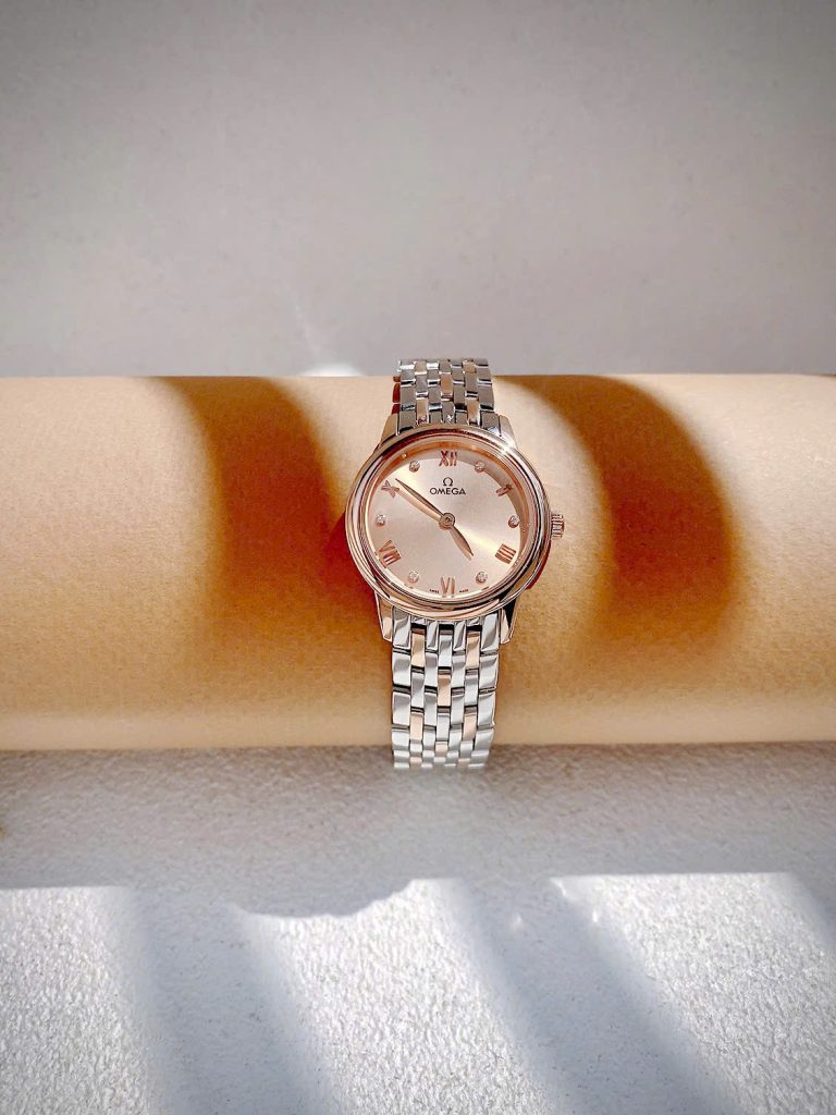 Đồng hồ Omega De Ville nữ demi dây kim loại máy Nhật Fake cao cấp 27.5mm