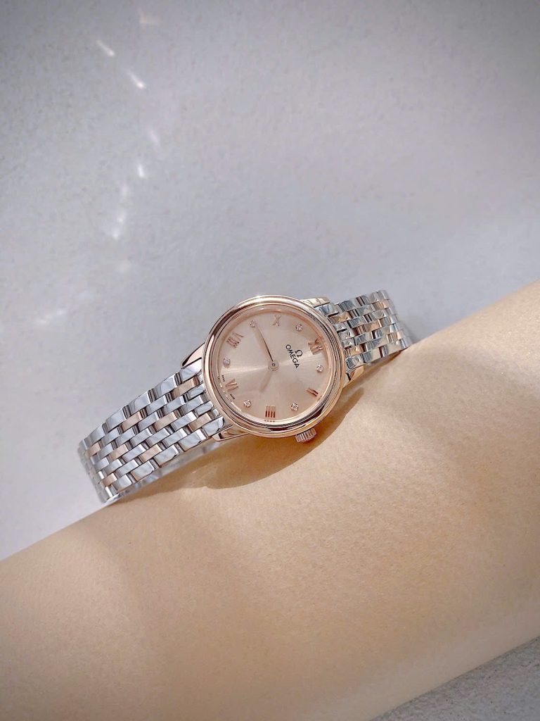 Đồng hồ Omega De Ville nữ demi dây kim loại máy Nhật Fake cao cấp 27.5mm