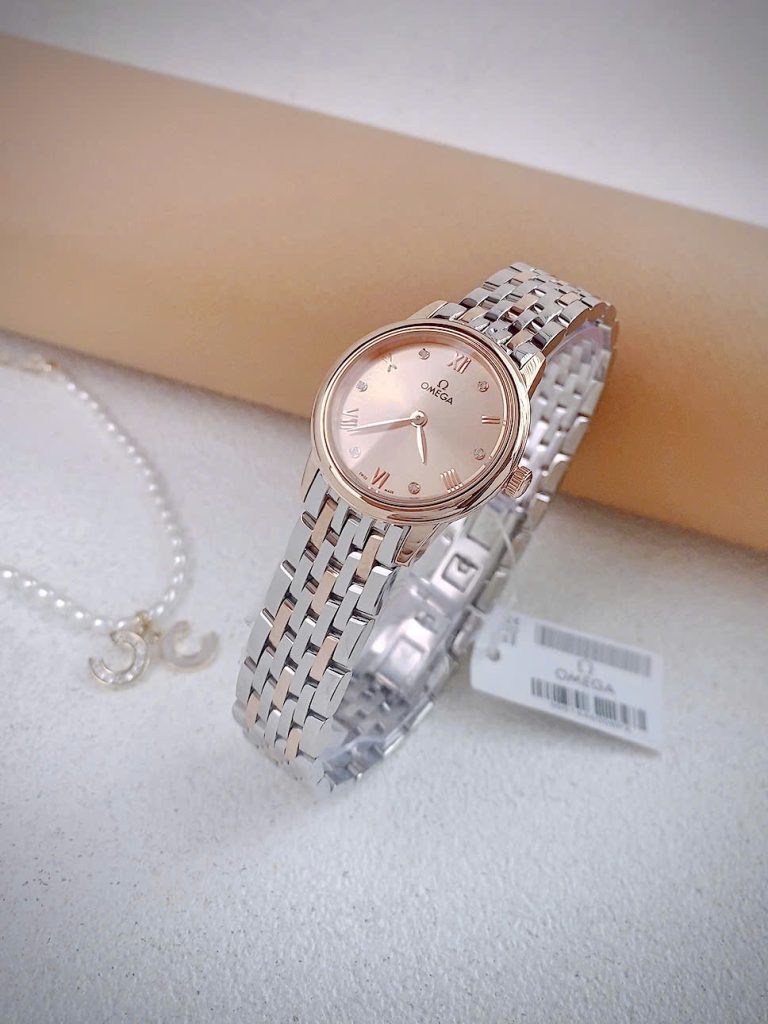 Đồng hồ Omega De Ville nữ demi dây kim loại máy Nhật Fake cao cấp 27.5mm