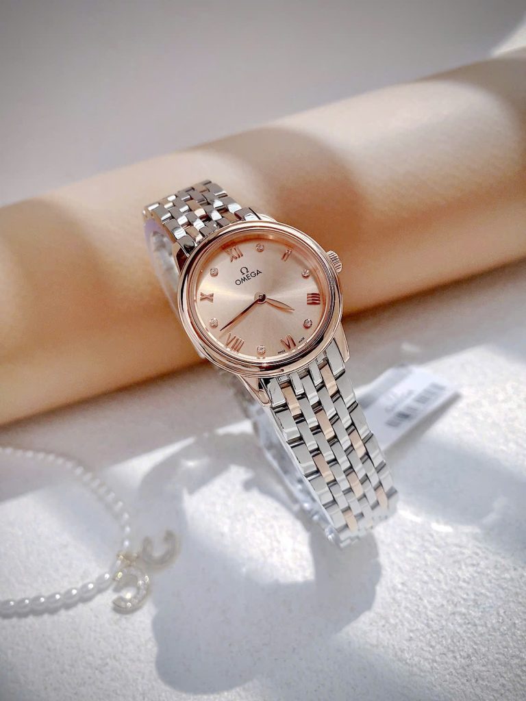 Đồng hồ Omega De Ville nữ demi dây kim loại máy Nhật Fake cao cấp 27.5mm
