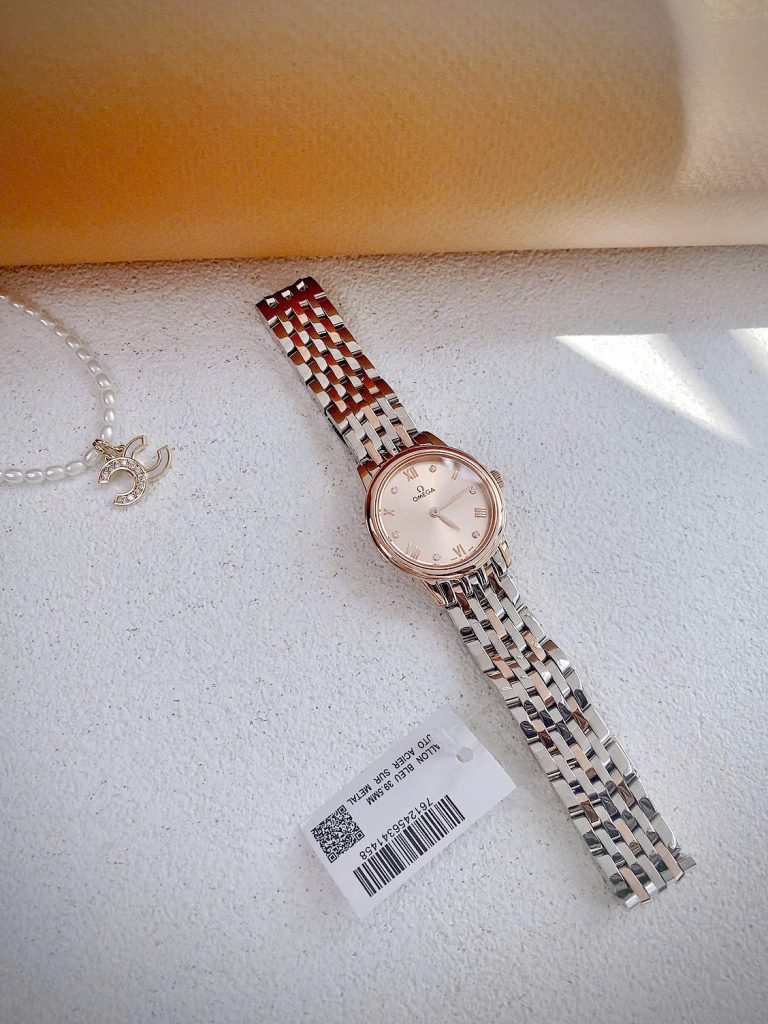 Đồng hồ Omega De Ville nữ demi dây kim loại máy Nhật Fake cao cấp 27.5mm