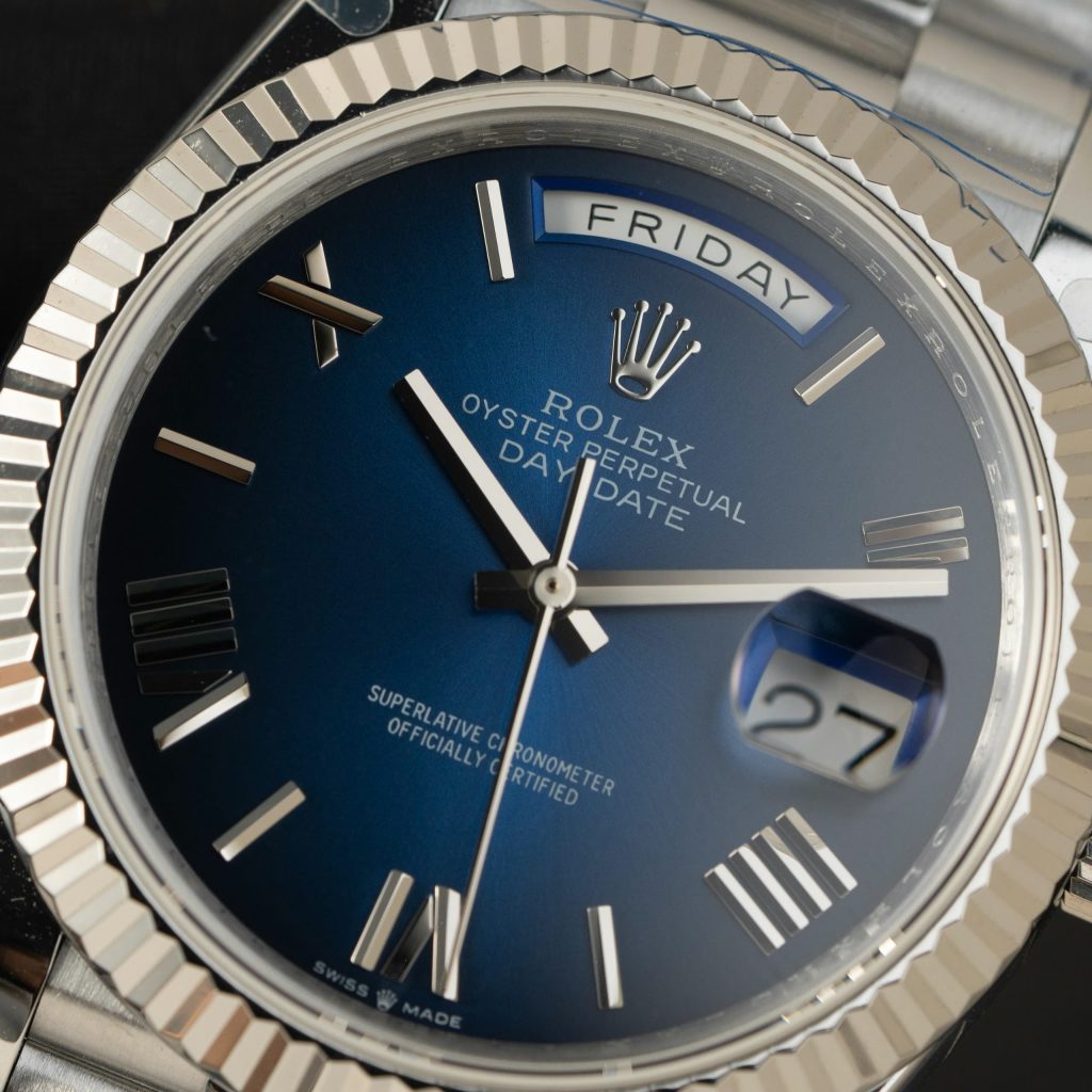 Đồng hồ Rep 11 Rolex Day-Date 228239 mặt xanh cọc số la mã trọng lượng 186gram QF 40mm (2)