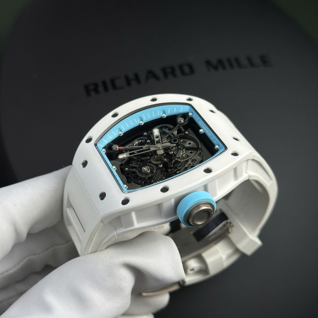 Đồng hồ Richard Mille RM055 Bubba Watson Rep 11 cao cấp vỏ gốm trắng BBR factory 45mm (2)