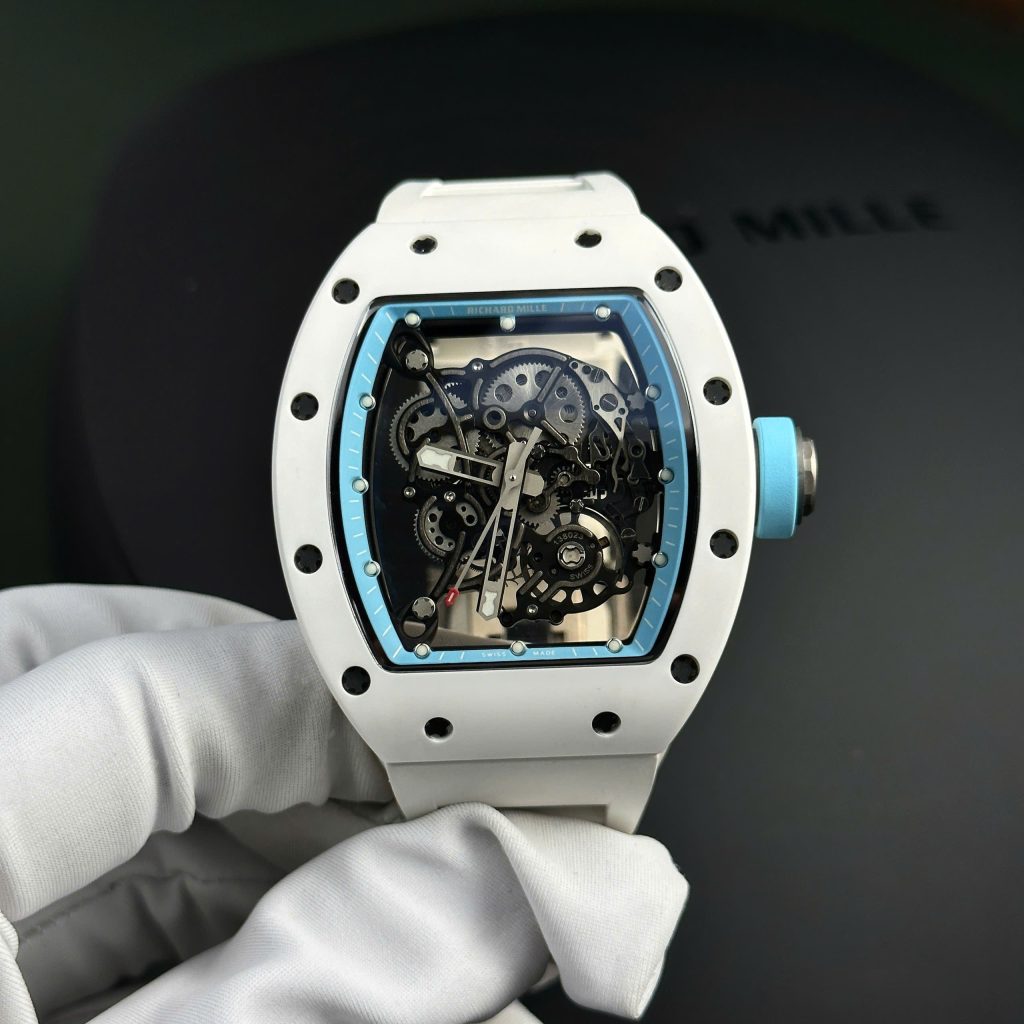 Đồng hồ Richard Mille RM055 Bubba Watson Rep 11 cao cấp vỏ gốm trắng BBR factory 45mm (2)