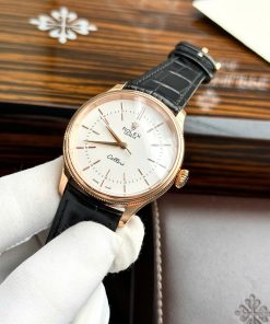 Đồng hồ Rolex Cellini Replica 11 màu vàng hồng dây da 39mm (2)