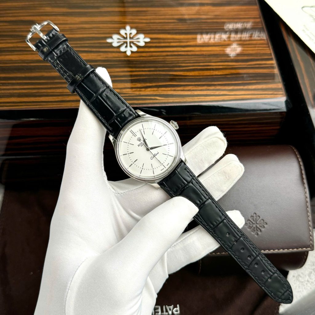 Đồng hồ Rolex Cellini mặt trắng dây da Rep 11 cao cấp 39mm (2)