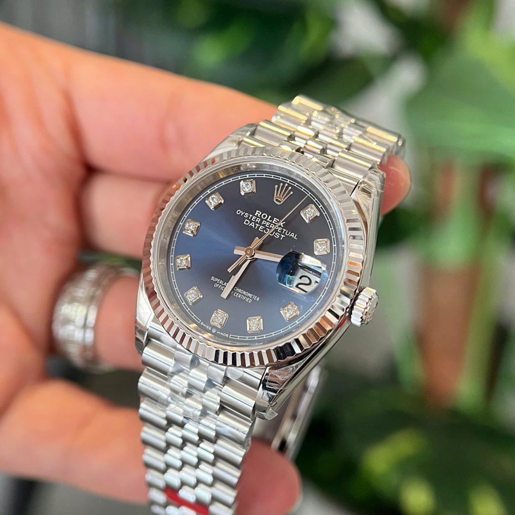 Đồng hồ Rolex DateJust 126234 mặt xanh cọc số đá Rep 11 nhà máy VS 36mm (2)