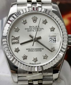 Đồng hồ Rolex DateJust Rep 11 cao cấp nữ mặt bạc cọc số hình ông sao 31mm (2)