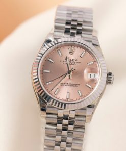 Đồng hồ Rolex DateJust Replica 11 nữ mặt hồng cọc số dạ quang 31mm (2)