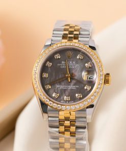 Đồng hồ Rolex DateJust Replica 11 nữ mặt khảm xà cừ tím 31mm (2)