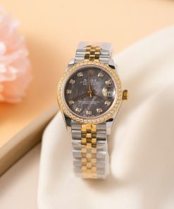 Đồng hồ Rolex DateJust Replica 11 nữ mặt khảm xà cừ tím 31mm (3)