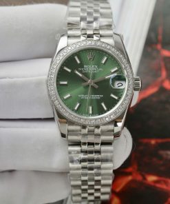 Đồng hồ Rolex DateJust Replica 11 nữ mặt xanh lá cây cọc số dạ quang 31mm (2)