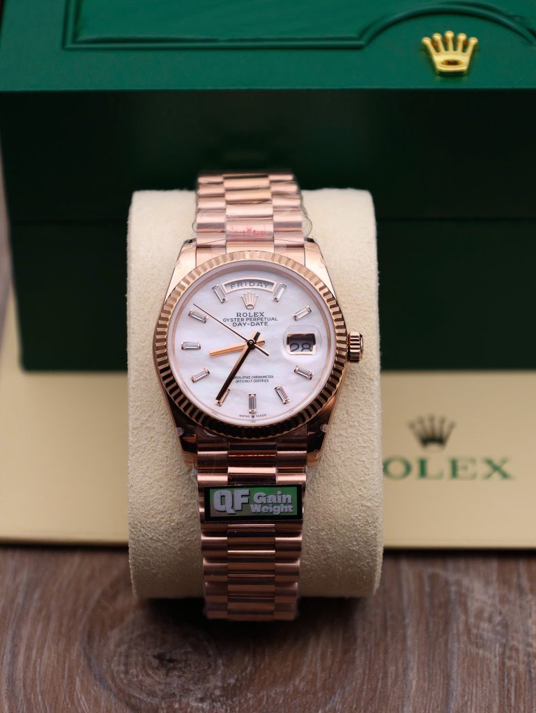 Đồng hồ Rolex Day-Date 128235 Replica 11 mặt số khảm xà cừ trọng lượng 158gram nhà máy QF 36mm (2)