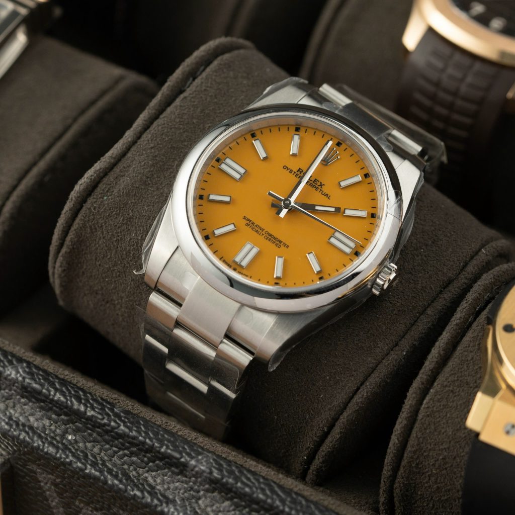 Đồng hồ Rolex Oyster Perpetual 124300 Rep 11 mặt số màu vàng nhà máy Clean 41mm (2)