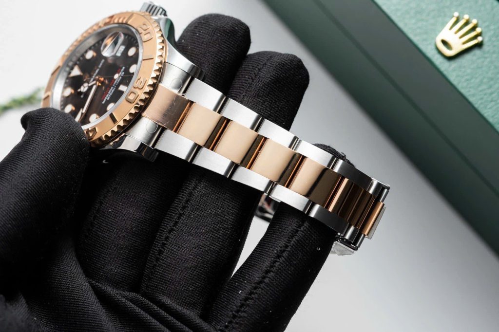 Đồng hồ Rolex Yacht-Master demi vàng hồng mặt số nâu Rep 11 cao cấp Clean factory 40mm (2)